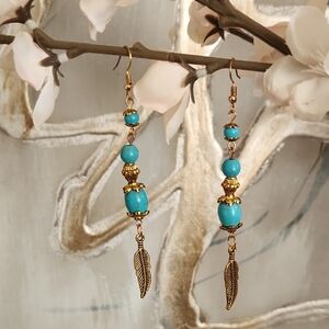 Turquoise and Gold Drop Earrings